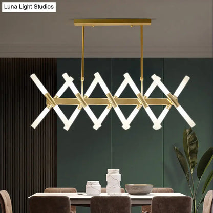 DecorBites modern 20-light acrylic ceiling lamp with gold-toned geometric LED bars for dining room 110v-120v 220v-240v