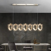 Modern gold acrylic led 6 ring pendant lights with illuminated circular rings for dining room ceiling lighting