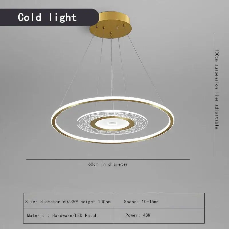 Modern gold acrylic remote control chandelier with concentric rings and intricate led lighting for dining room decorbites acrylic remote control