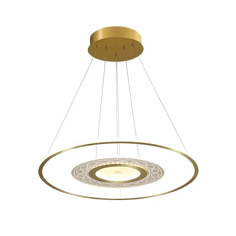 Modern gold acrylic remote control chandelier with concentric rings and geometric pattern for dining room decorbites acrylic remote
