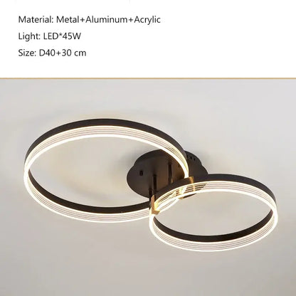 Modern gold acrylic round ring ceiling light with black and gold led interlocking rings for living room decorbites acrylic round