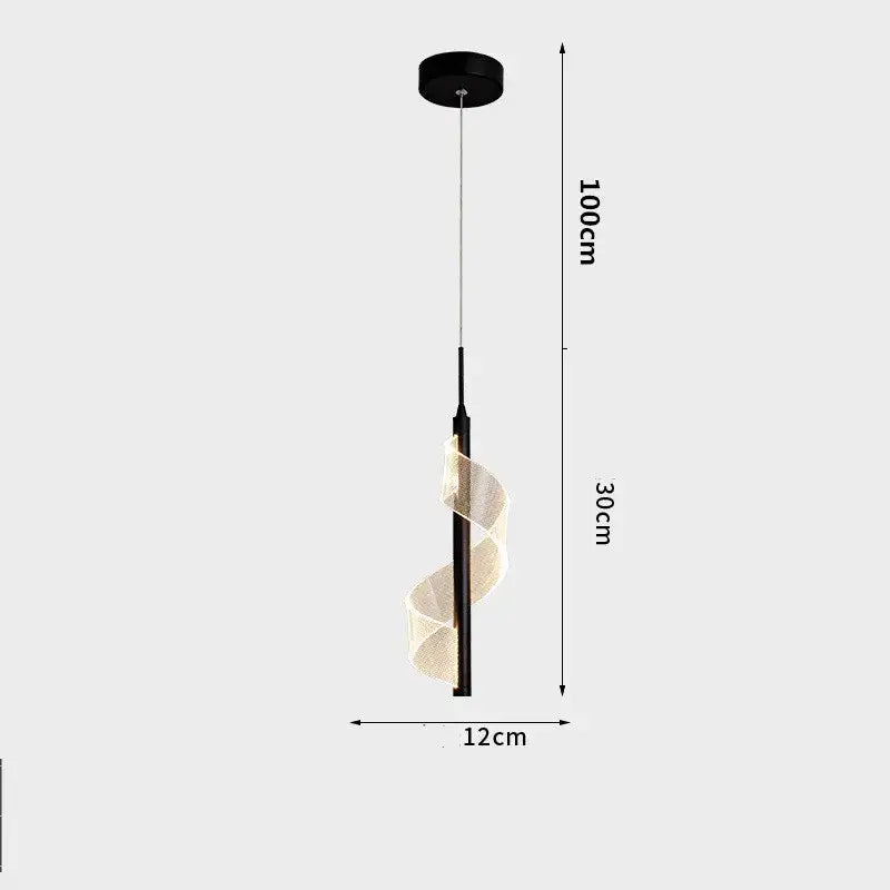 Modern black acrylic spiral pendant lamp with sleek translucent diffuser emitting warm ambient glow for bedroom decorbites acrylic spiral
