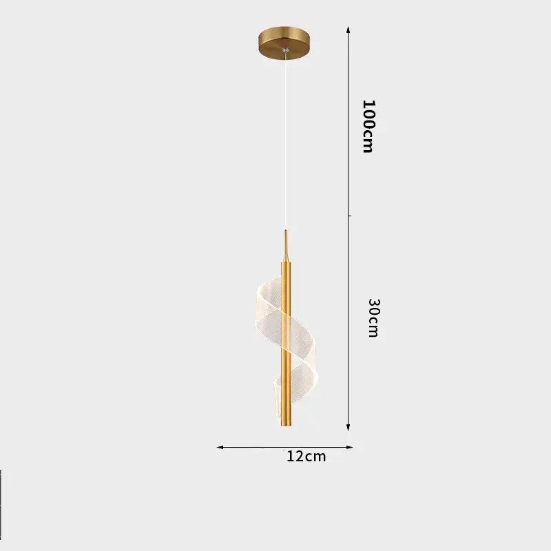 Modern gold acrylic spiral pendant lamp with sleek translucent white glass shade for stylish bedroom lighting decorbites acrylic spiral