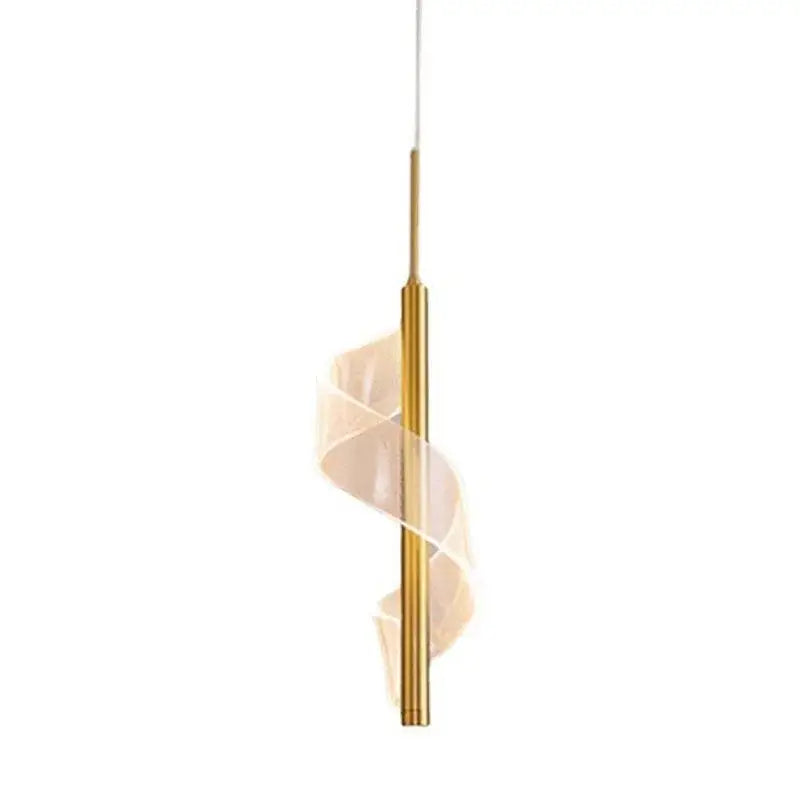 Modern gold acrylic spiral pendant lamp with gold-toned cylindrical light and translucent spiral diffuser decorbites acrylic spiral