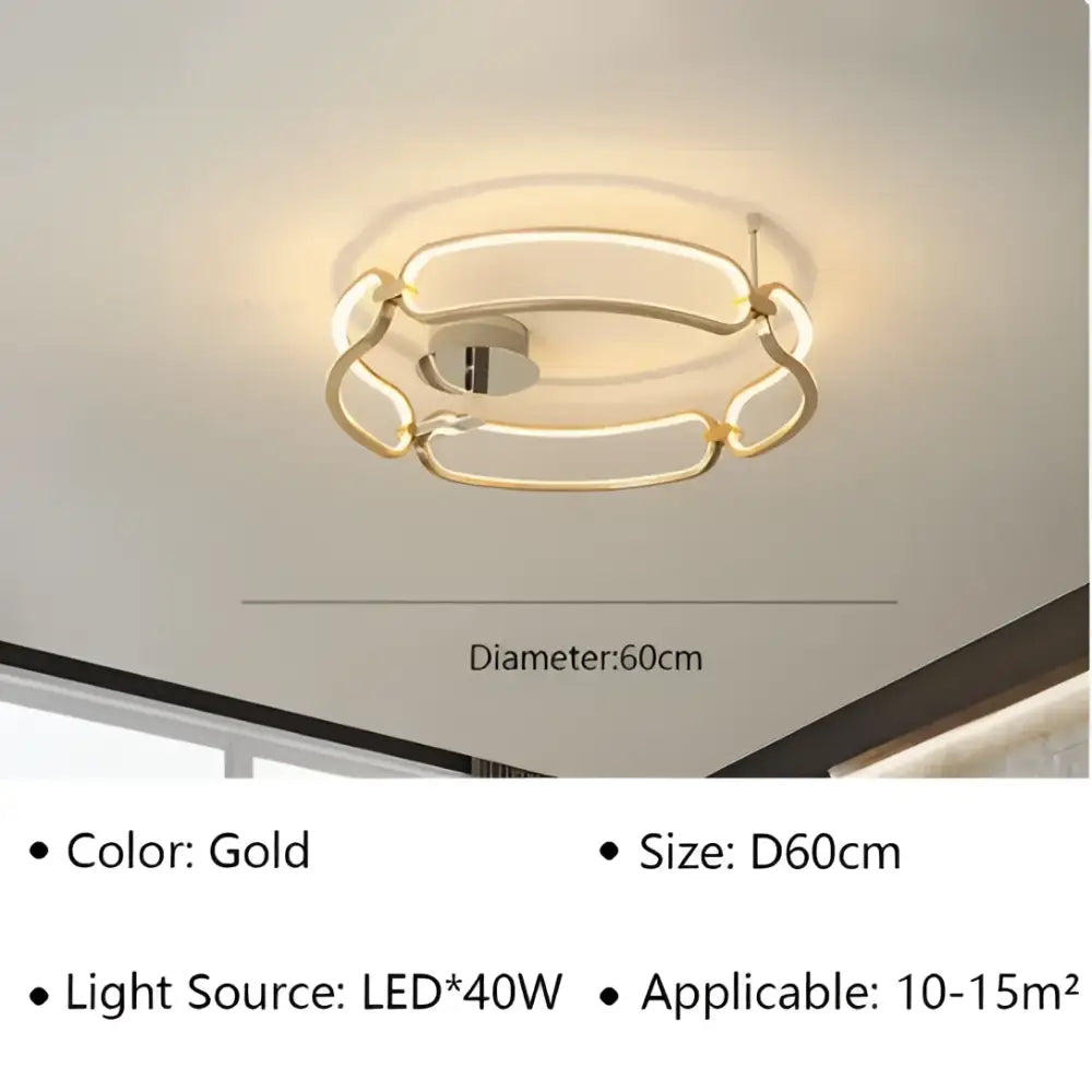 Modern gold adara luxury led chandelier with interlocking circular rings for elegant dining room decorbites adara luxury use