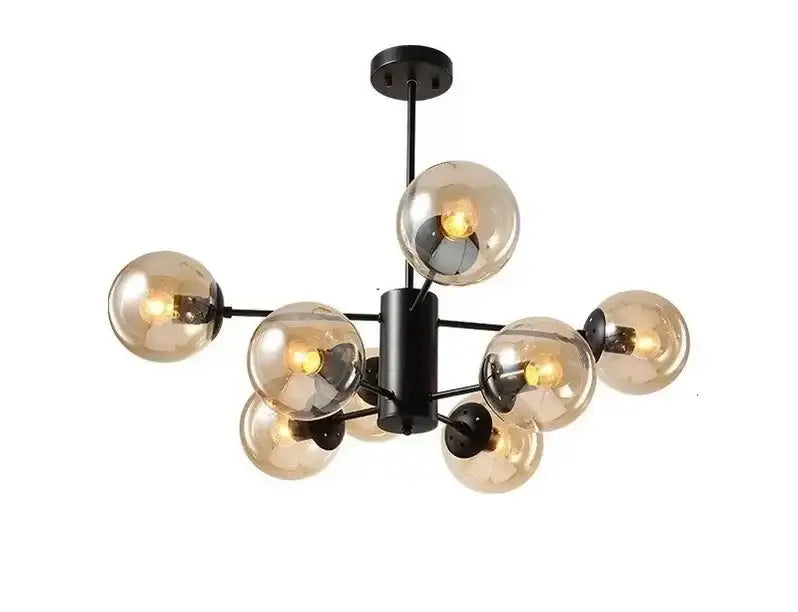 Black metal modern gold adjustable ball glass lustre with amber globe shades for dining room decorbites adjustable ball
