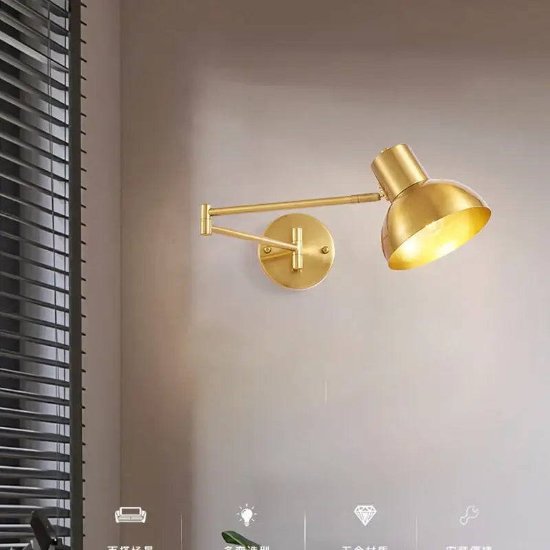 Modern gold adjustable led wall lamp with matte metal finish and sleek minimalist design for bedroom reading decorbites adjustable led