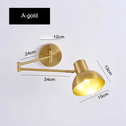 Modern gold adjustable led wall lamp with sleek gold finish and articulated arm for bedroom reading light decorbites adjustable led