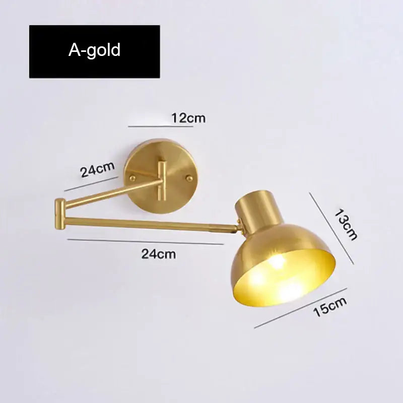Modern gold adjustable led wall lamp with sleek gold finish and articulated arm for bedroom reading light decorbites adjustable led