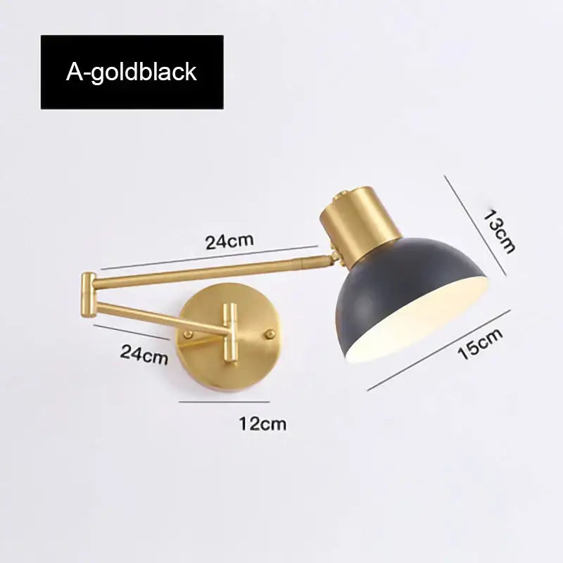 Modern gold adjustable led wall lamp with matte finish dome shade in gold and black for bedroom reading light decorbites wall lamp