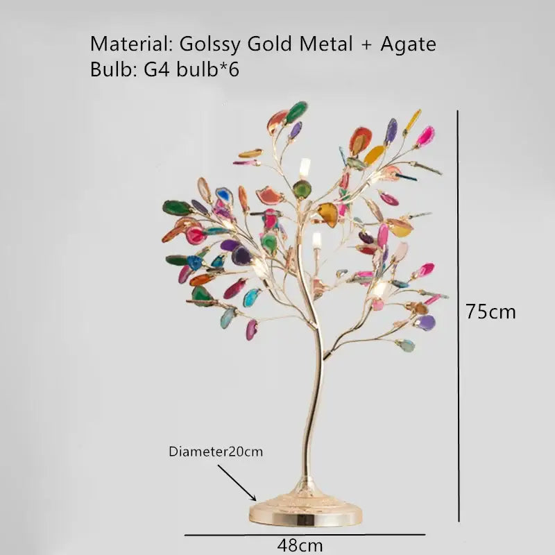Modern gold agate led wall lamp with glossy metal frame colorful gemstone decor and six g4 bulbs by decorbites