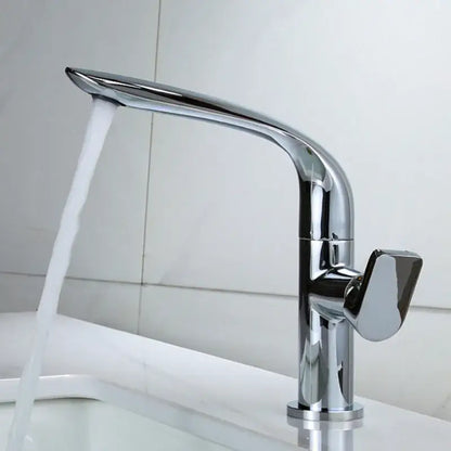 Modern gold and black basin faucet with chrome finish single handle and curved spout by decorbites basin faucet