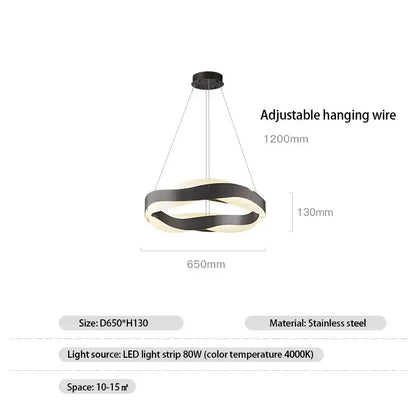 Modern black and white ring-shaped pendant light with stainless steel construction for decorbites black circle chandelier decor