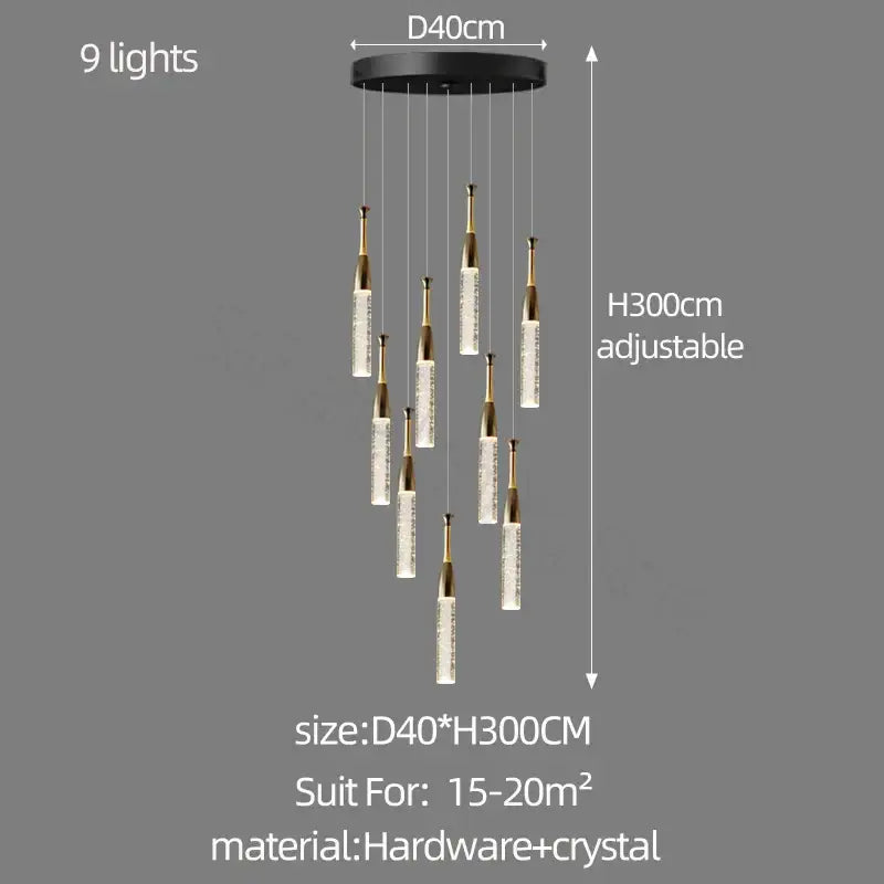 Modern gold and black decorbites crystal chandelier with nine adjustable lights for living room lighting