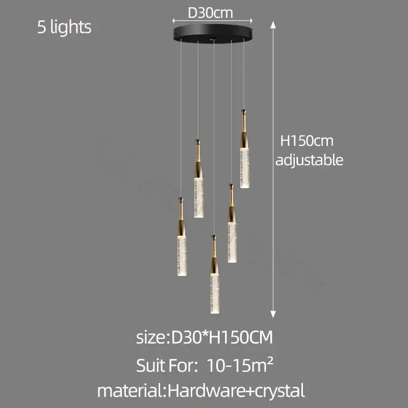 Black circular ceiling fixture with five adjustable gold-tipped crystal pendant lights decorbites crystal chandelier