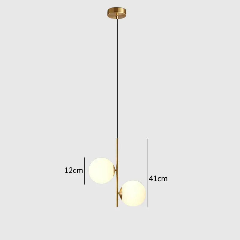 Modern gold and black glass ball led pendant light featuring brass and frosted glass spheres for elegant bedroom lighting