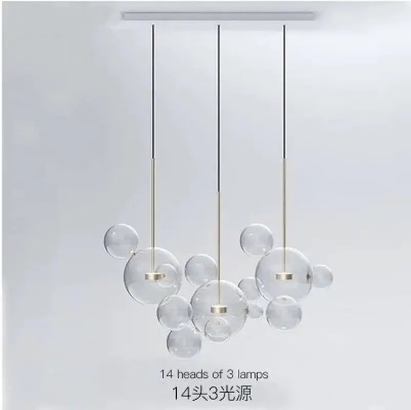 Modern gold and black glass chandelier with bubble design and three light sources for living room decorbites glass chandelier