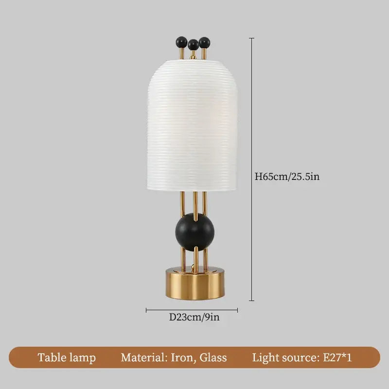 Modern gold and black glass led chandelier featuring a white ribbed glass shade and gold-toned iron base for dining room