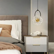Modern gold and black led glass wall lamp with delicate translucent glass and black metal frame for bedroom decorbites led glass lighting