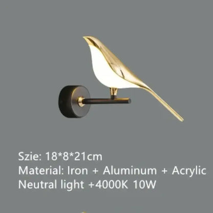 Modern gold and black magpie bird pendant light with iron finish and sleek cord pendant installation for dining room