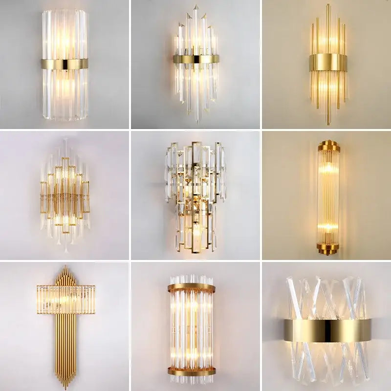 Modern gold and clear glass led wall lamps with elegant design ideal for bedroom wall lamps lighting