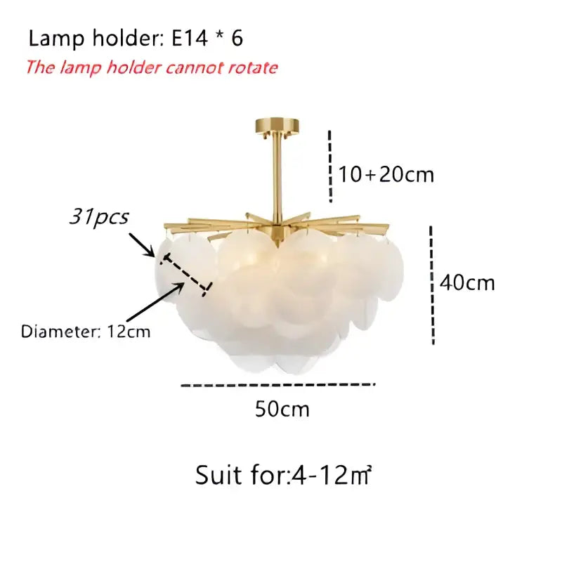 Modern gold and frosted glass led chandelier with layered translucent shades in a circular design for dining room light