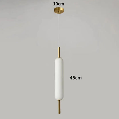 Modern gold and frosted glass led pendant chandelier with cylindrical body and gold accents for living room lighting
