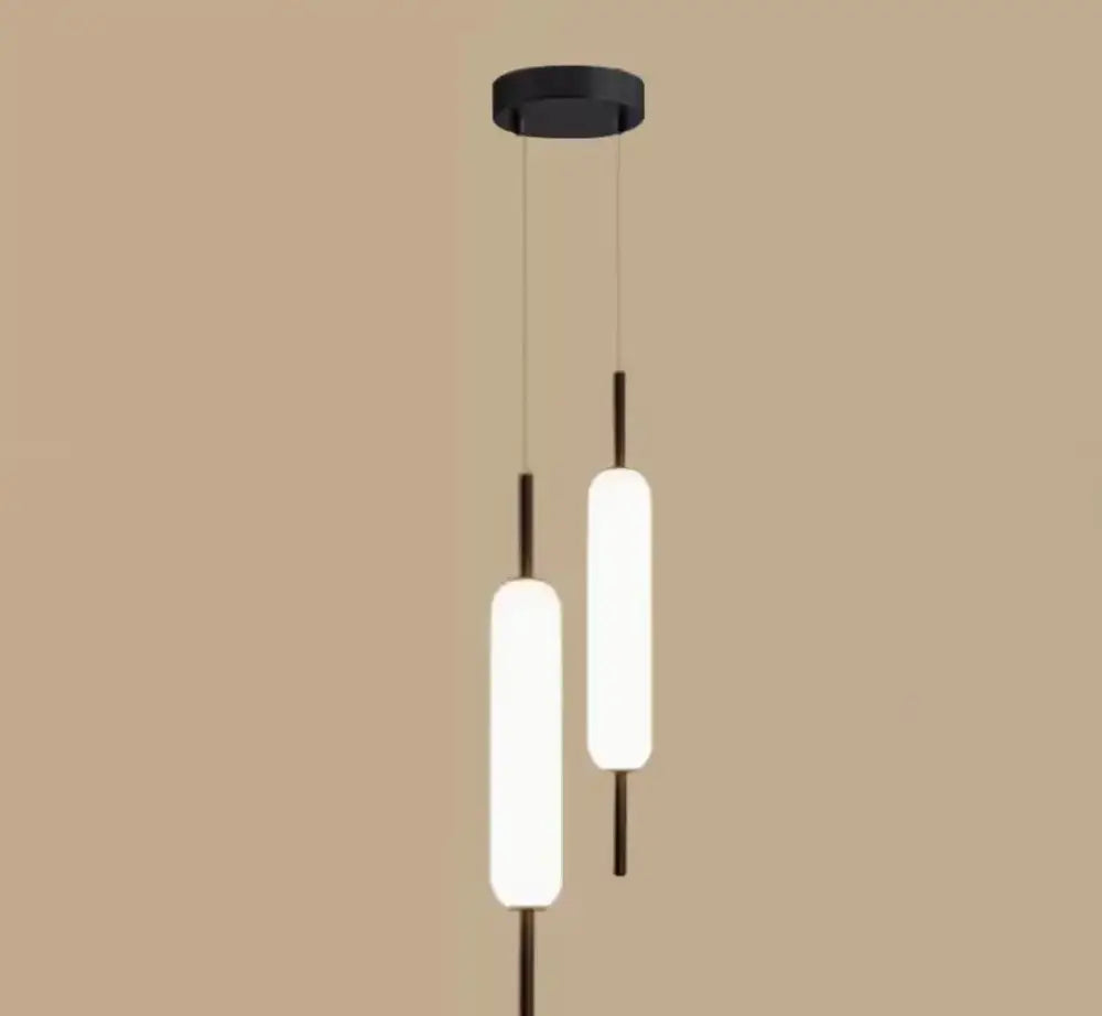 Modern gold and frosted glass led pendant chandelier with two white shades and black mount for living room lighting pendant chandelier