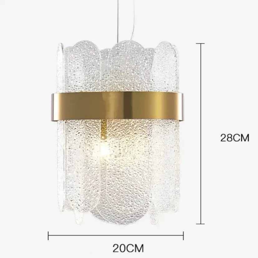 Modern gold and gray glass wall lamp featuring a textured clear glass body and polished gold metal band for living rooms