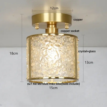 A modern ceiling light with a brass copper finish and intricate crystal glass shade from decorbites copper canopy led collection