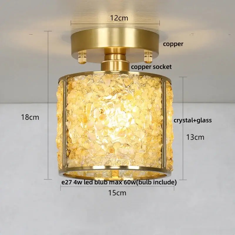 Modern gold and pink column glass crystal ceiling light with brass copper base for bedroom decorbites column glass fixture