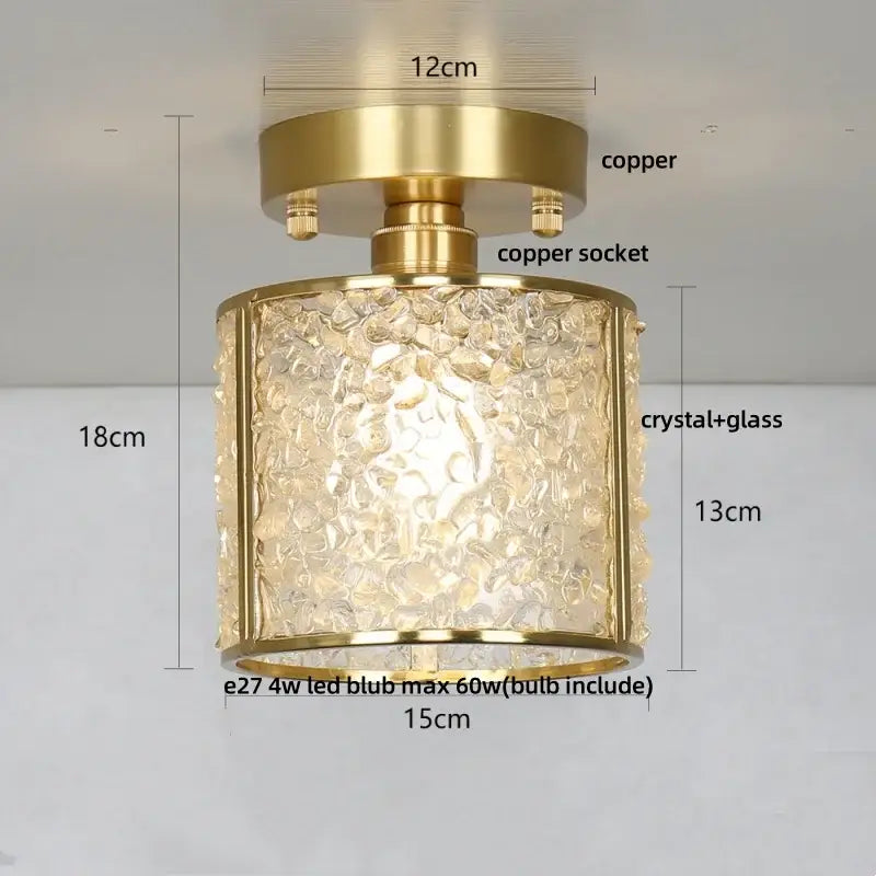 Modern gold and pink column glass crystal ceiling light with brass copper finish for bedroom decorbites column glass design