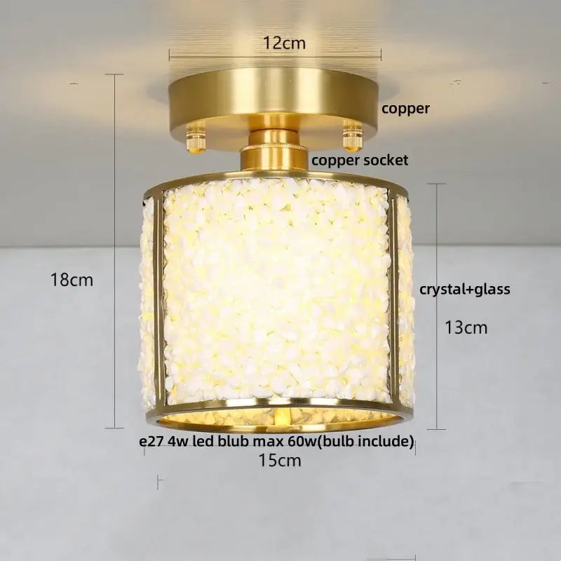 Modern gold and pink column glass crystal ceiling light with cylindrical shade enhancing bedroom decorbites column glass style