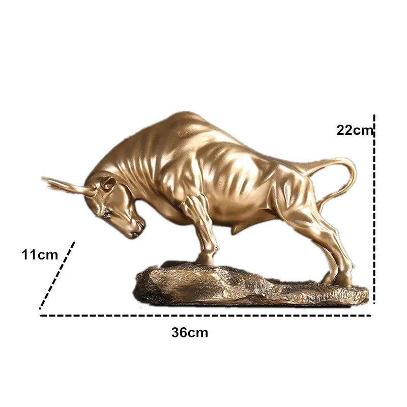 Modern gold and silver bull sculpture office decor figurine with a golden metallic decorbites bull sculpture on textured base