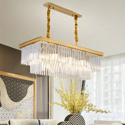 Modern gold and smoke gray crystal chandelier with cascading prisms for kitchen island e12 e14 bulb base lighting