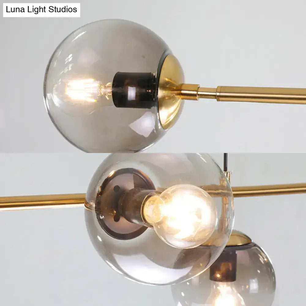 Modern gold and smoke gray globe hanging light with brass accents 220v-240v 110v-120v hanging light fixture for dining room island