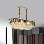 Decorbites™ 10-bulb gold-toned oval chandelier with smoke grey crystal tiers and twisted rope-like hanging chains