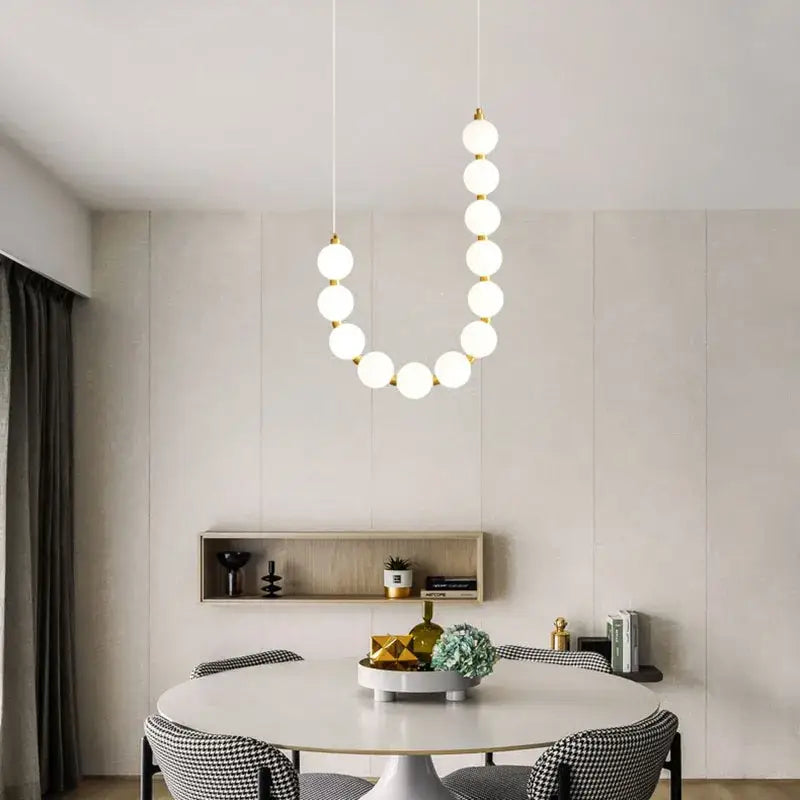 Modern gold and white acrylic led chandelier with spherical bulbs for living room decorbites acrylic led pendant light