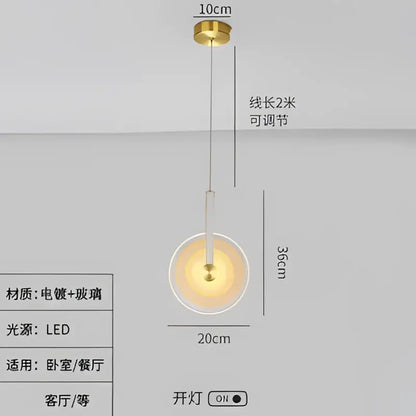 Modern gold and white decorbites circular glass led chandelier with adjustable 2-meter cable for dining room lighting