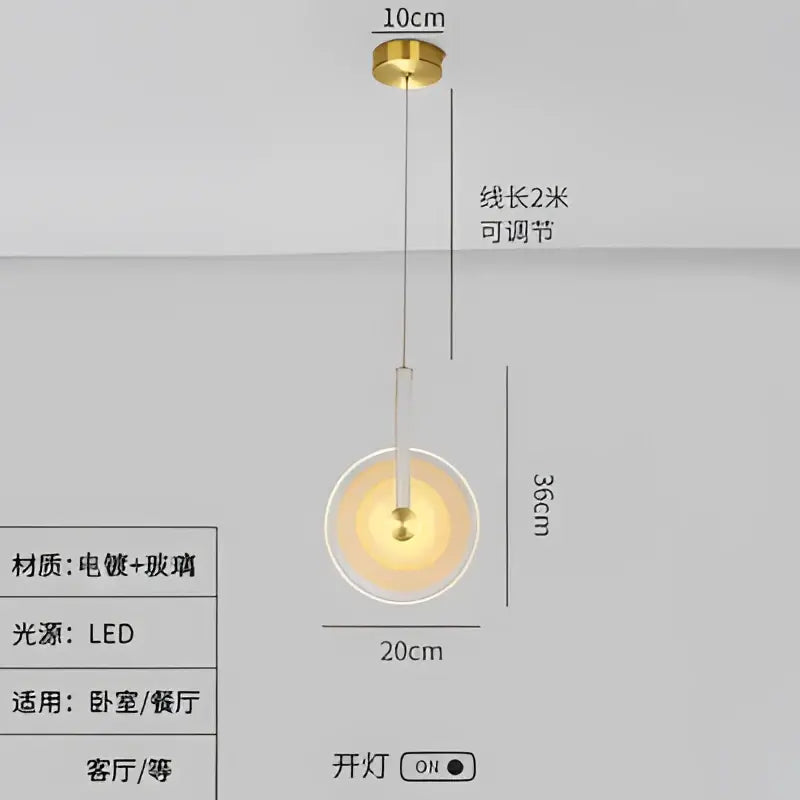 Modern gold and white decorbites circular glass led chandelier with adjustable 2-meter cable for dining room lighting