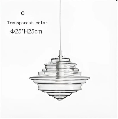 Modern gold and white decorbites glass chandelier with transparent concentric circular layers for dining room lighting