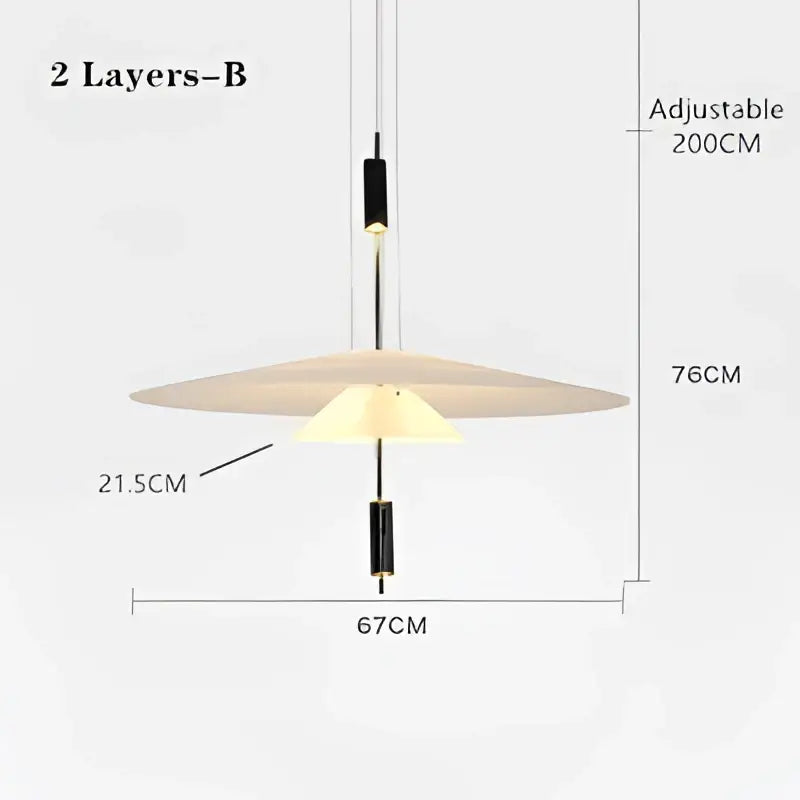 Modern two-tiered matte black and off-white pendant light from decorbites designer saucer ufo collection for living room decor