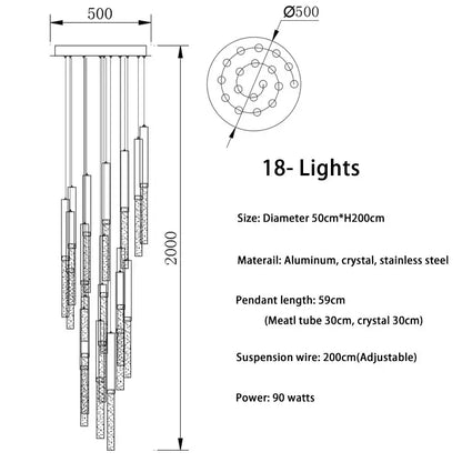 Modern gold art deco crystal led chandelier with 18 lights aluminum crystal stainless steel decorbites crystal led design