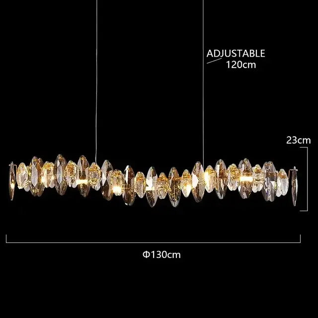 A sleek adjustable modern gold ash crystal ceiling chandelier with clear glass design for living room decorbites ash crystal