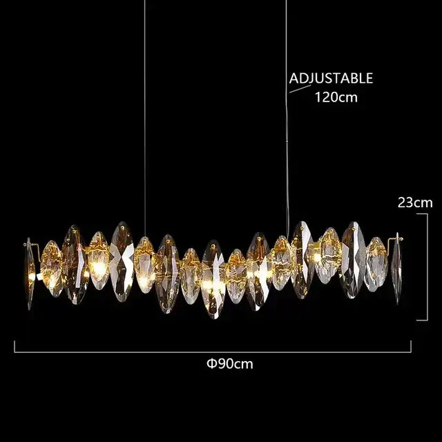 Modern gold ash crystal ceiling chandelier 120cm long 90cm diameter 23cm height for living room decorbites ash crystal