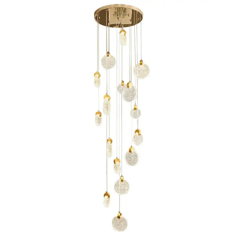 Modern gold attic crystal chandelier with cascading clear glass orbs for dining room lighting fixture