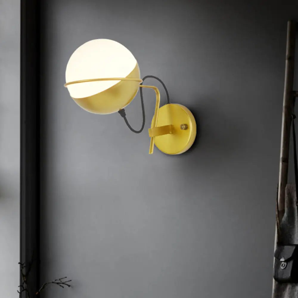 DecorBites™ DecorBites™ Modern Gold Ball Wall Sconce - Metallic 1-Light Loop Fixture