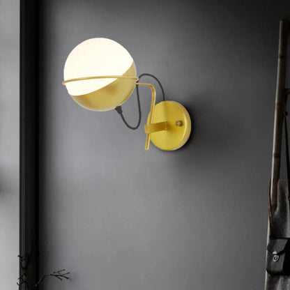 DecorBites™ DecorBites™ Modern Gold Ball Wall Sconce - Metallic 1-Light Loop Fixture