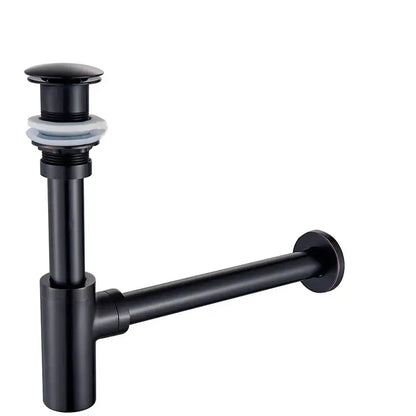 Black matte finish undermount sink drain pipe with modern design for gold basin tap siphon kit bathroom pop up drain