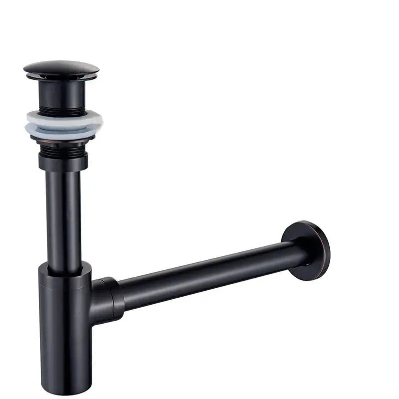 Black matte finish undermount sink drain pipe with modern design for gold basin tap siphon kit bathroom pop up drain
